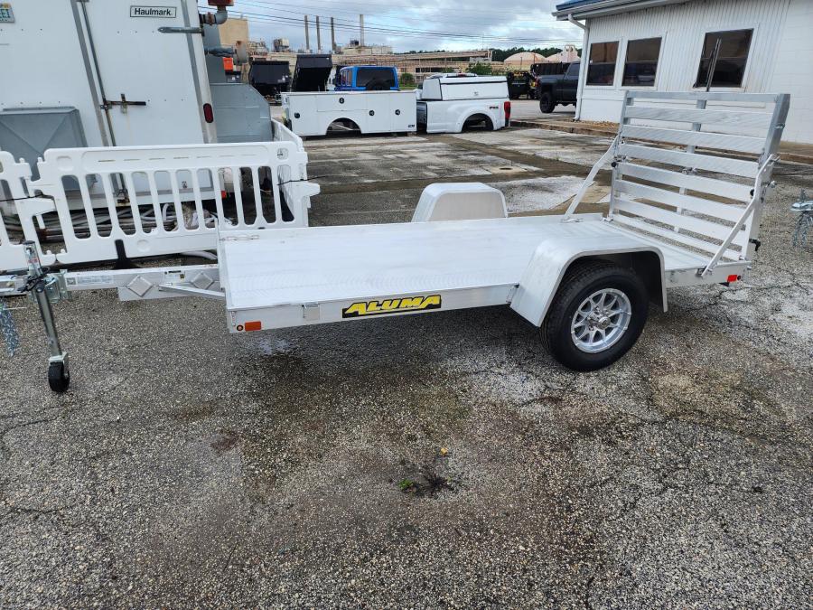 Aluma 5410 Aluma 54″ x 10 SA Utility Trailer, Bi-Fold Ramp, Alum Wheels, LED LTS, All Aluminum image 1